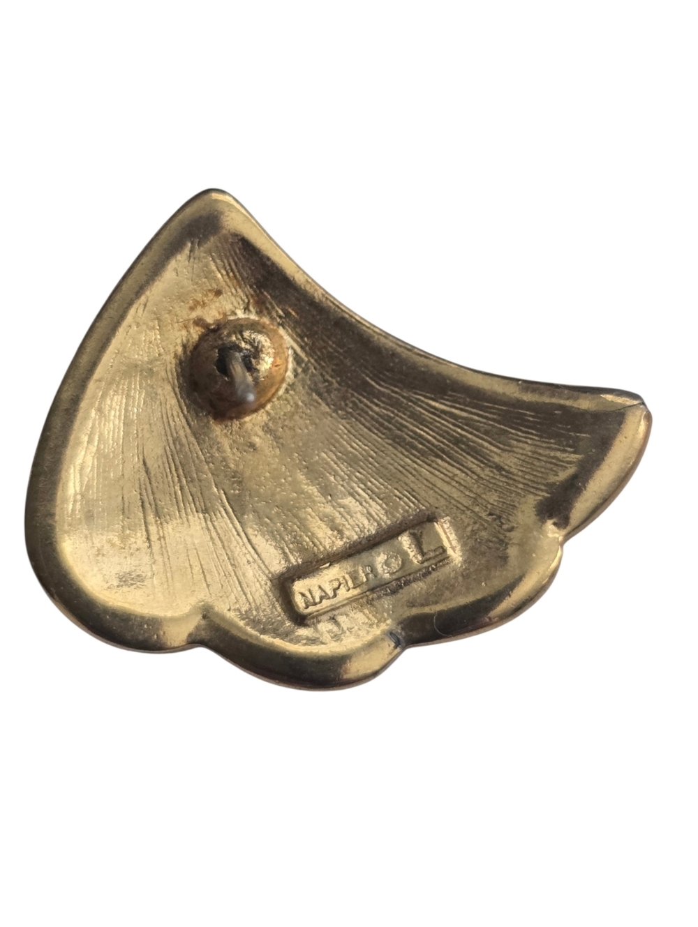 Vintage Napier Gold Tone Black Enamel Fan Shell Earrings - Picture 3 of 4